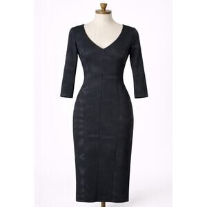 Chiara Boni | Sleek Black Body Con 3/4 Sleeve Dress Stretch Small